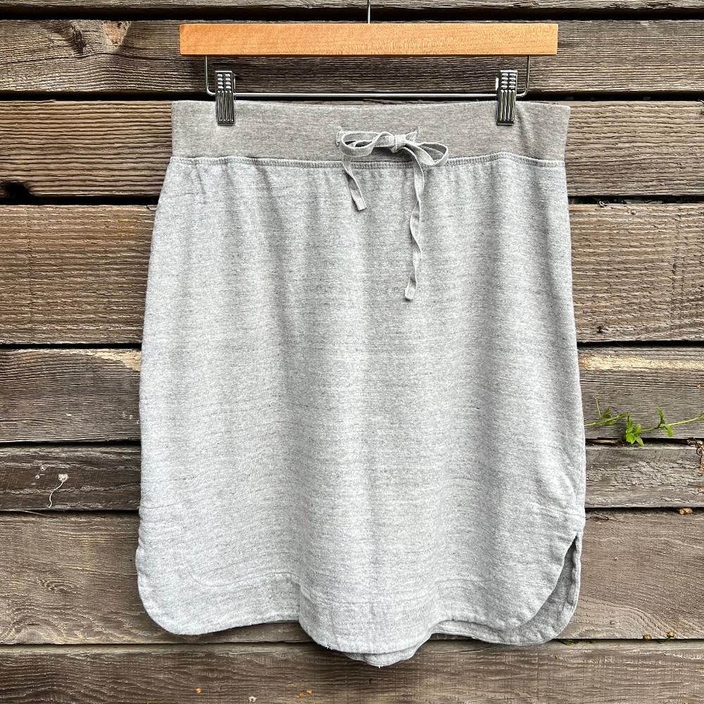James Perse Standard Knit Jersey grey heathered skirt knee length w/drawstring -